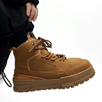 dickiesspin冬季情侣全黑高帮板鞋女高街风运动鞋工装短靴男潮美式