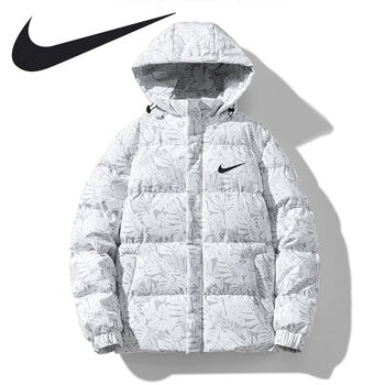 耐克羽绒服男女冬季新款加厚保暖运动情侣棉衣连帽棉服外套 白色 3xl