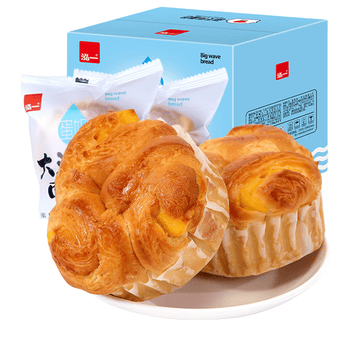 泓一软面包超1斤 大波浪吐司零食营养早餐宿舍代餐饱腹蛋奶味600g  【浓香卡仕达酱】大波浪面包600g