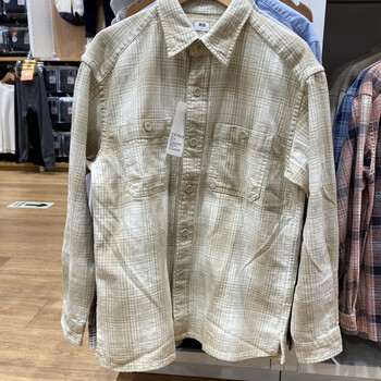 61优衣库69yqku家竹节棉格子衬衫2024春秋宽松长袖薄款休闲上衣