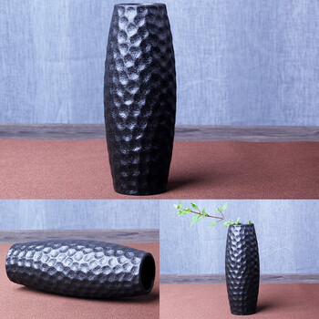 花插客厅干花插花器小花瓶房间小摆件办公室水培植物 禅福黑锤纹花插