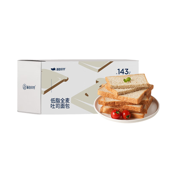 鲨鱼菲特 全麦面包 低脂粗粮代餐面包片 手撕吐司杂粮早餐速食整箱1050g 【健身伴侣】全麦面包1050g
