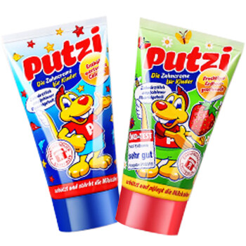璞慈 璞慈（Putzi）儿童牙膏1-6岁 德国原装进口牙膏 含氟 50ML草莓味+50ml原味
