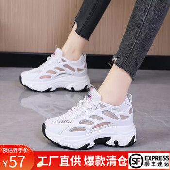 小回力家2024夏季新款网面老爹鞋女内增高运动鞋百搭休闲厚底薄款小白