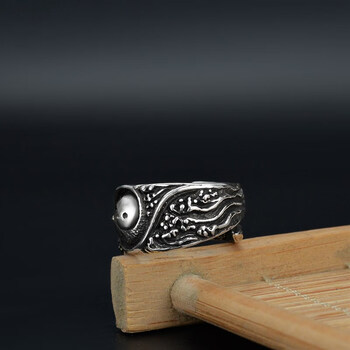 圣诺ssnor高档太极古银戒指男潮ins指环泰银风生水起转运戒指阴阳道家