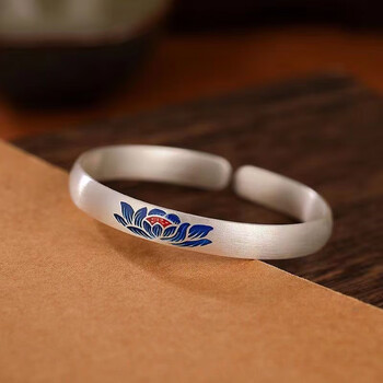 景泰蓝珐琅工艺莲花手镯送妈妈生日礼物 手镯30克【图片 价格 品牌