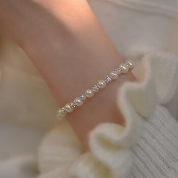 伊灿施家淡水珍珠水钻手链女2024新款爆款轻奢手饰小众设计感高级手环