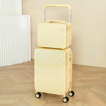 迈奇龙K009子母箱行李箱女化妆包拉杆箱旅行箱皮箱密码箱 20寸+13寸黄色