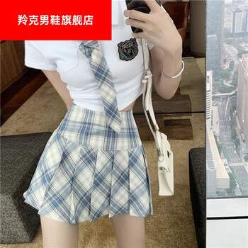 羚克百褶裙jkjk制服女polo校园韩系aj夏天裙子jk制服小个子格子百褶裙