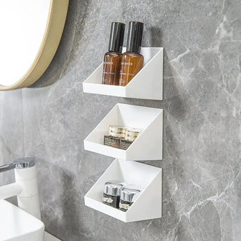 浴室壁挂免打孔厕所洗漱台剃须刀收纳筒壁挂收纳盒透明2个装墙贴