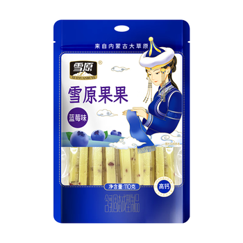 雪原奶条牛奶条 内蒙古特产儿童零食休闲零食 果果蓝莓味牛奶条110g 蓝莓味果果奶条110g