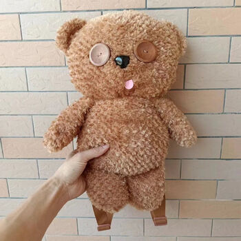 川布环球影城tim熊双肩包可爱熊毛绒丑萌小熊双肩包双肩背包