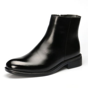 户外雪地保暖皮靴冬季毛皮鞋皮毛一体加绒高帮棉皮鞋保暖加侧拉链黑色