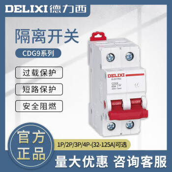 德力西隔离开关CDG9-125 32A63A80A100A125 1P2P3P4P隔离开关 32A 2P