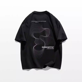 轩名媞特大码男装300斤国潮牌原创英文字母印花棉短袖t恤男设计感上衣
