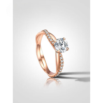 朗雯langwen唯钻会比利时魔星钻美国cc莫桑石钻戒女18k玫瑰金戒指藤蔓