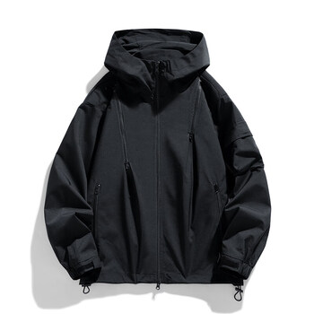 匹克龙年春秋日系多巴胺男女连帽外套防风防水休闲夹克a21黑色5xl