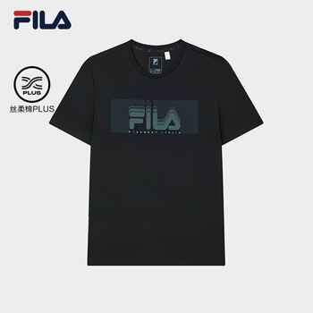 斐乐fila官方男子运动短袖t2024夏新休闲轻商务时尚基础t恤男正黑色
