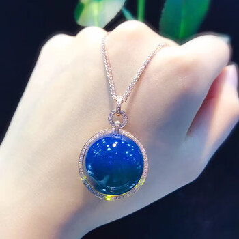 甘夏 多米尼加优化蓝珀吊坠 净水无杂蓝珀锁骨链16mm大颗粒琥珀蜜蜡