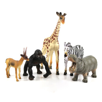 香港设计廊wenno维亮5个非州动物玩具模型长颈鹿河马斑马大猩猩仿真野生动物模型儿童早教认知玩具 图片价格品牌报价 京东