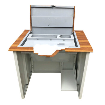 多媒体教学翻盖电脑桌嵌入式单双人隐藏式翻转电脑桌电教室课桌 021