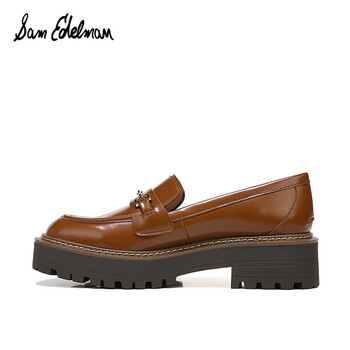 samedelman春季款学院风厚底松糕鞋小乐福鞋单鞋laurs深棕色35美码5m