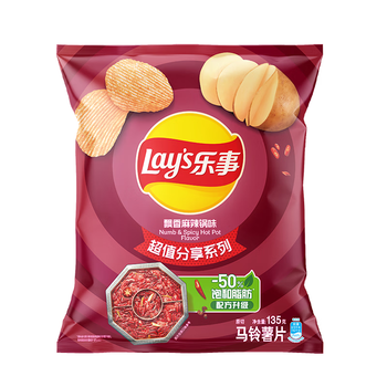 乐事（Lay's）薯片 飘香麻辣锅味 135克 休闲零食 膨化食品 飘香麻辣锅味 135g*1袋