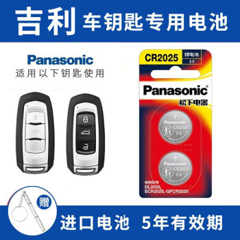 松下（Panasonic） CR2032适用吉利新帝豪GS GL博越缤瑞缤越金刚远景X3 X6 S1suv 博瑞汽车钥匙电池 看车钥匙图片选择CR2025【2粒套装】