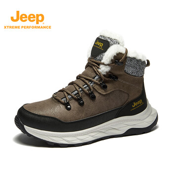 吉普(jeep)男鞋冬季加绒加厚高帮鞋防滑保暖棉鞋中年爸爸运动鞋雪地靴