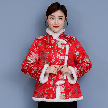 汇汇茵中国风唐装小棉袄民族风冬季棉袄夹棉东北大花袄女小个子国风