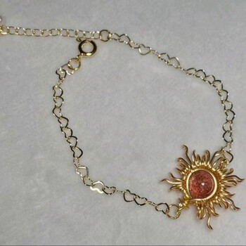 奢西欧碧玺吊坠女巫的能量水晶太阳项链高颜值中古回流风潮流百搭轻奢