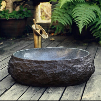 盆石材鹅卵石台上盆石头洗脸盆艺术盆洗面盆 复古盆50cm【图片 价格