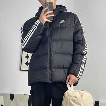 阿迪达斯（adidas）羽绒服男2023冬季新款三道杠运动户外连帽夹克厚外套HZ4429 HZ4429 M 175/96A