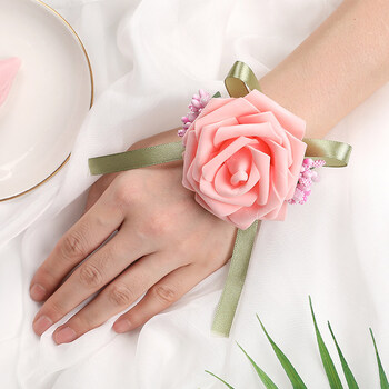 用品手腕花结婚新娘伴娘姐妹团儿童花环舞蹈手花婚礼新婚布置 香槟色