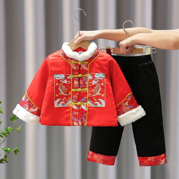 庄蔻莉童装男拜年服宝宝男童中国风唐装过年衣服男孩新年套装儿童汉服