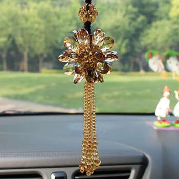 汽车挂件水晶花球男士车内后视镜挂饰挂坠车载吊坠饰品女神款 流苏款