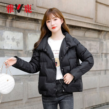 雅鹿短款羽绒服女23年新款立领时尚面包服小个子宽松轻薄保暖外套女