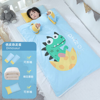 杉贝婴儿睡袋秋款儿童防踢被大童宝宝恒温春秋棉花防踢被子神器恐龙