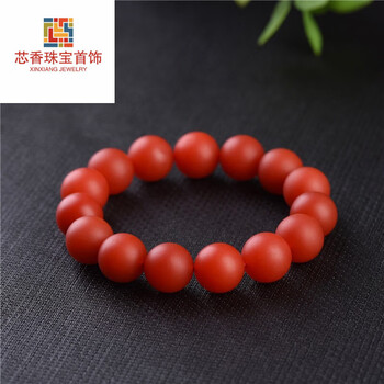 xcl云南保山南红玛瑙手链满色满肉柿子红手串多圈项链男女款13mm精选