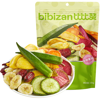 比比赞（BIBIZAN）综合什锦果蔬脆250g约12种袋装 蔬菜干果干秋葵脆小吃休闲零食品 250g 1袋 什锦果蔬脆