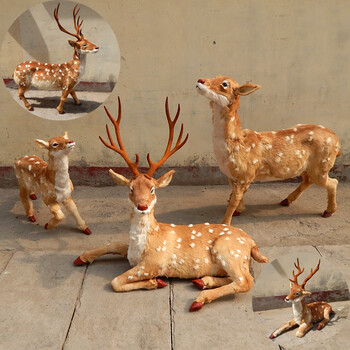 日玖婷诗仿真梅花鹿模型大号仿真鹿摆件皮毛动物圣诞鹿商场道具森系