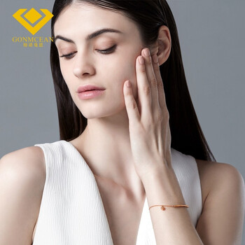 格诺曼恩品牌 时尚18k金玫瑰金彩金悬挂球手链个性简约可调节手镯送