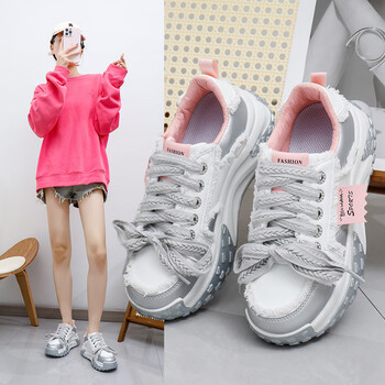 帕威索24年春季新款厚底老爹鞋女韩版透气耐磨时尚休闲鞋学生运动鞋