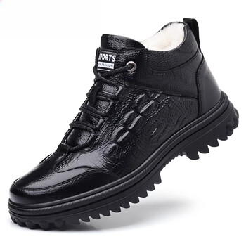 红蜻蜓大棉鞋男冬季新款男士休闲皮鞋防滑东北穿加绒加厚保暖真皮雪地