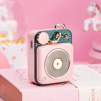 《电器专营》唱机b612 无线蓝牙小音箱迷你复古便携音响 黎贝卡粉