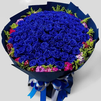 19朵红玫瑰花礼盒北京深圳鲜花店同城送花生日上门 99朵蓝玫瑰花束