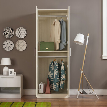 衣橱储物柜阳台柜双门衣柜大小单人衣柜定制 b款60*45*180(书香桐)