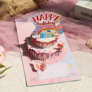 UNIGIFT3d立体生日蛋糕贺卡in高颜值可爱生日礼物祝福创意蛋糕卡片立体书 梦幻少女蛋糕