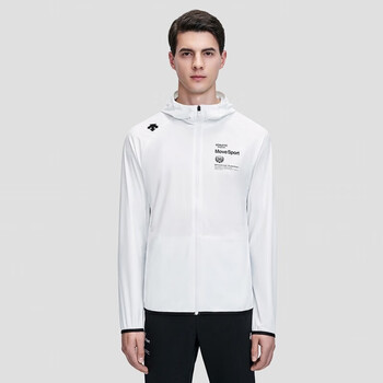 迪桑特descente运动休闲男士针织运动外套夏季轻薄连帽夹克白色wtl175