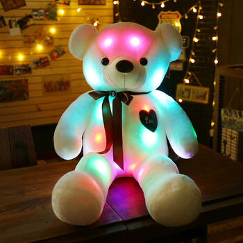 新款七彩发光抱心熊毛绒玩具泰迪熊大号公仔送情人节礼物生日礼品